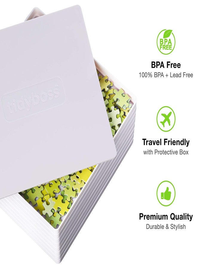TIDYBOSS صواني فرز قطع الأحجية من تايدي بوس، 8 قطع مع غطاء، 10 بوصات × 10 بوصات - ملحقات أحجية محمولة، خلفية بيضاء تبرز القطع، فرز الأنماط والأشكال والألوان | للأحجيات حتى 1500-2000 قطعة - Image 3